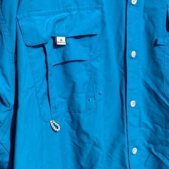 Columbia PFG Men's Blue Button Down Long Sleeve Polo Shirt Size XXL - Picture 2 of 3
